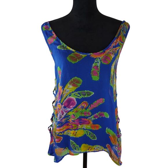 LULUNI Sheer Top Cover Up Small Polyester Summer Floral Lightweight Casual - Picture 1 of 5